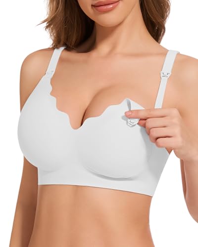 HBselect Still BHS ohne Bügel Seidig Schwangerschaft Mutterschaft BHS Umstands Nahtlos mit zusätzlichen BH-Verlängerung Schlaf BH für Damen Weiß L von HBselect