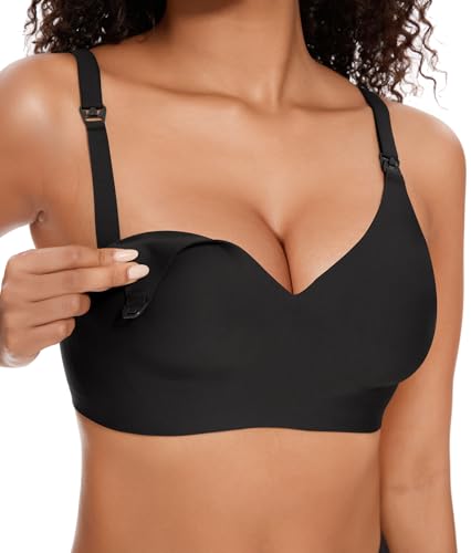 HBselect Womens Wireless Bra Womens One Smooth U Underwire Bra Black XXL von HBselect