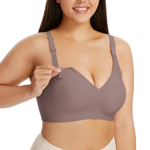 HBselect Womens Wireless Bra Womens One Smooth U Underwire Bra Gray XXL von HBselect