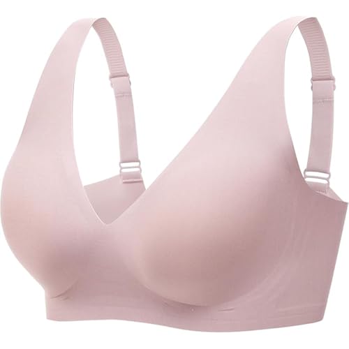 HBselect Womens Wireless Bra Womens One Smooth U Underwire Bra Pink L 9002 von HBselect