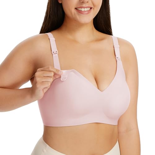 HBselect Womens Wireless Bra Womens One Smooth U Underwire Bra Pink L von HBselect