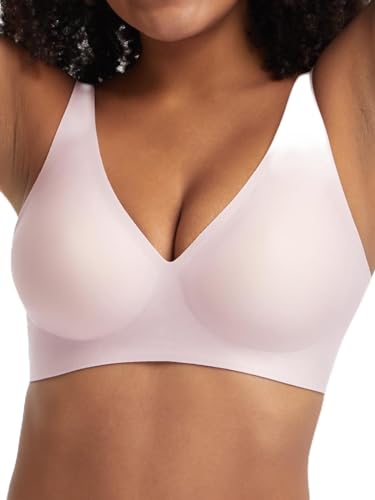 HBselect Womens Wireless Bra Womens One Smooth U Underwire Bra Pink M 9002 von HBselect