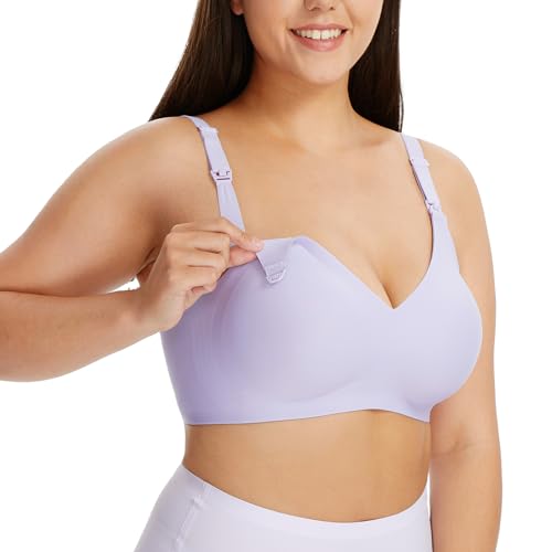 HBselect Womens Wireless Bra Womens One Smooth U Underwire Bra Purple L von HBselect