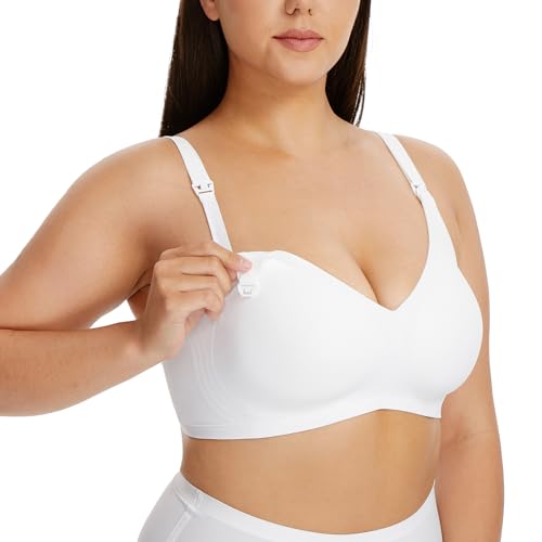 HBselect Womens Wireless Bra Womens One Smooth U Underwire Bra White XL von HBselect