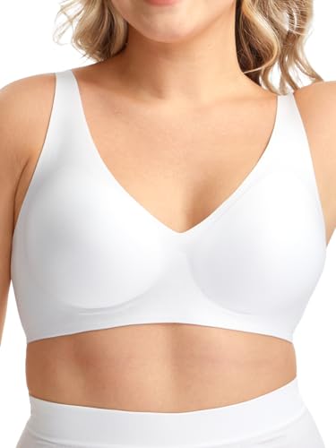 HBselect Womens Wireless Bra Womens One Smooth U Underwire Bra White L 9002 von HBselect