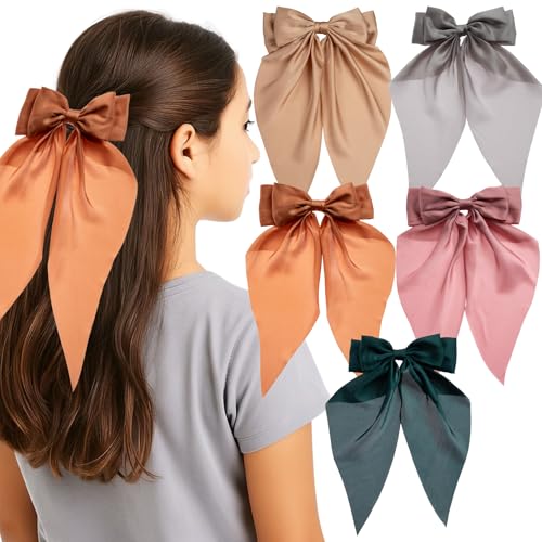 Set mit 5 übergroßen Haarschleifen für Frauen und Mädchen - Elegantes Schleifen-Design mit Bandschwänzen, sichere rutschfeste Clips für dickes und dünnes Haar, perfekt für tägliches Styling und Set mit 5 übergroßen Haarschleifen für Frauen und Mädchen - Elegantes Schleifen-Design mit Bandschwänzen, sichere rutschfeste Clips für dickes und dünnes Haar, perfekt für tägliches Styling und von HC Honey Coco