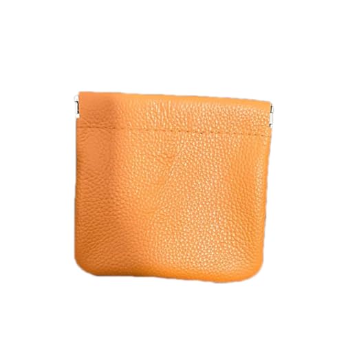 Münzbörse aus echtem genarbtem Leder – gefederter Druckverschluss, für Bargeld/Karten/Schmuck, Uni-Reiseutensilien (vor Gebrauch messen), Orange, Klassisch von HC&WT