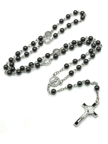 HCAXKFMMXU St. Benedikt schwarzer Häma katholischer Rosenkranz Halskette Kreuz Halskette religiöse Verzierung Gebet Schmuck HCAXKFMMXU St. Benedikt schwarzer Häma katholischer Rosenkranz Halskette Kreuz Halskette religiöse Verzierung Gebet Schmuck von HCAXKFMMXU