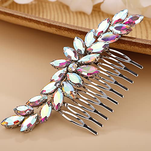 Haarkamm mit Kristallblumen, tropfenförmig, Strass, Haarkamm für Hochzeit, Damen und Mädchen, Haarkamm, Slide, Braut-Haarschmuck für Bräute, Brautjungfern (AB) von HCAXKFMMXU