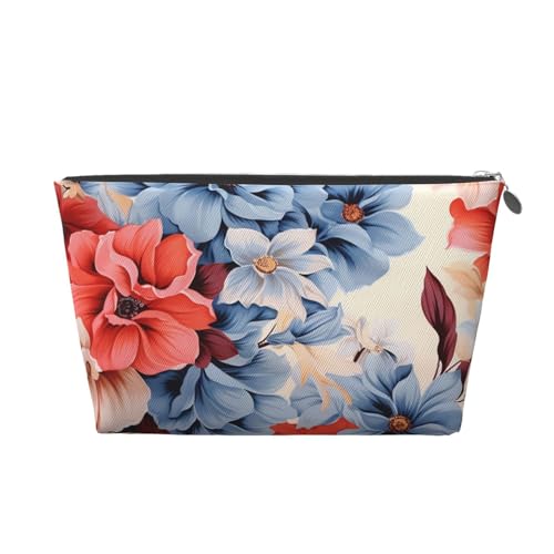 HCBPWVQA Make-up-Tasche aus Leder für Damen, Reise-Kulturbeutel, Blumendruck, Kosmetiktasche, große Make-up-Tasche mit Reißverschluss, silber, Einheitsgröße HCBPWVQA Make-up-Tasche aus Leder für Damen, Reise-Kulturbeutel, Blumendruck, Kosmetiktasche, große Make-up-Tasche mit Reißverschluss, silber, Einheitsgröße von HCBPWVQA