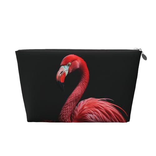 HCBPWVQA Make-up-Tasche aus Leder für Damen, Reise-Kulturbeutel, Flamingo, schwarzer Hintergrund, Kosmetiktasche, große Make-up-Tasche mit Reißverschluss, silber, Einheitsgröße HCBPWVQA Make-up-Tasche aus Leder für Damen, Reise-Kulturbeutel, Flamingo, schwarzer Hintergrund, Kosmetiktasche, große Make-up-Tasche mit Reißverschluss, silber, Einheitsgröße von HCBPWVQA