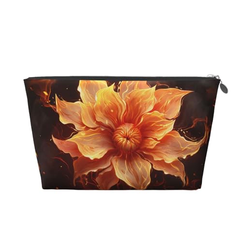 HCBPWVQA Make-up-Tasche aus Leder für Damen, Reise-Kulturbeutel, Flammenblumen, Kosmetiktasche, große Make-up-Tasche mit Reißverschluss, silber, Einheitsgröße von HCBPWVQA