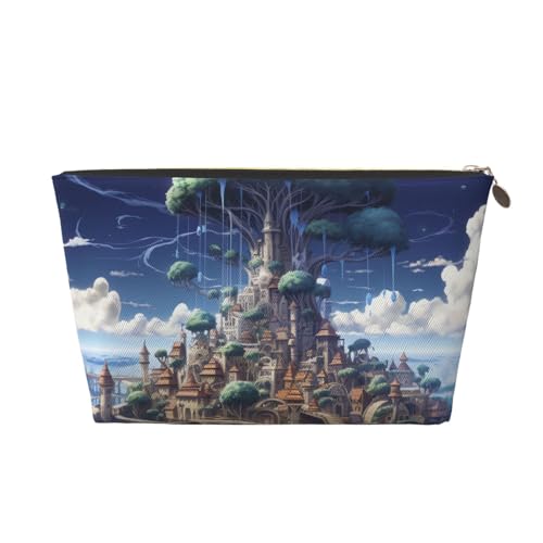 HCBPWVQA Make-up-Tasche aus Leder für Damen, Reise-Kulturbeutel, schwimmend, Stadt-Kosmetiktasche, große Make-up-Tasche mit Reißverschluss, Gold, Einheitsgröße von HCBPWVQA