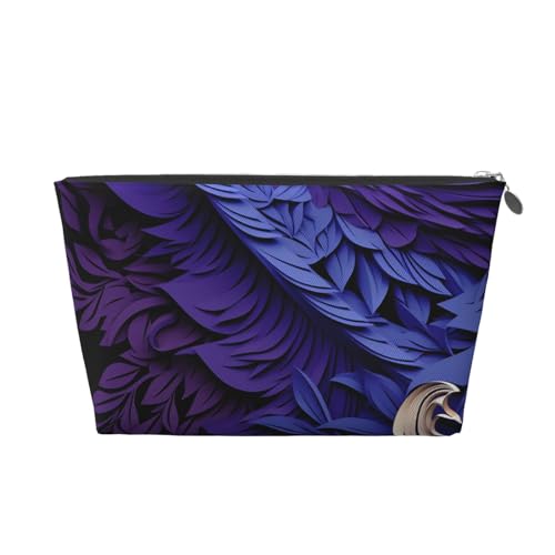 HCBPWVQA Make-up-Tasche aus Leder für Damen, Reise-Kulturbeutel, violetter Hintergrund, abstrakte Elemente, Kosmetiktasche, große Make-up-Tasche mit Reißverschluss, silber, Einheitsgröße von HCBPWVQA