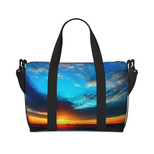 Reisetasche für persönliche Gegenstände, Handgepäck, Trainingshandtasche, leicht, wasserdicht, Sporttasche, Sonnenuntergang, Blau, Wochenendtasche für Damen und Herren, Schwarz, Einheitsgröße, Schwarz Reisetasche für persönliche Gegenstände, Handgepäck, Trainingshandtasche, leicht, wasserdicht, Sporttasche, Sonnenuntergang, Blau, Wochenendtasche für Damen und Herren, Schwarz, Einheitsgröße, Schwarz von HCBPWVQA