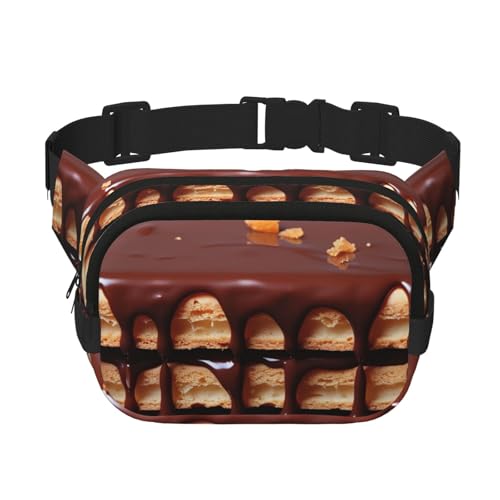 Wafers Dripping with Chocolate Fanny Pack Adjustable Crossbody Bag Large Waist Bag Travel Belt Bag Unisex Bauchtasche von HCBPWVQA
