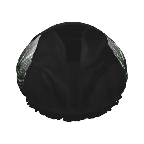 Wiederverwendbare Duschhaube für Damen, wasserdicht, doppellagig, Badekappen, schwarzer Hut, dunkle Seite, Hacker, Duschhut für Damen, Spa-Salon, große Größe für alle Haarlängen von HCBPWVQA