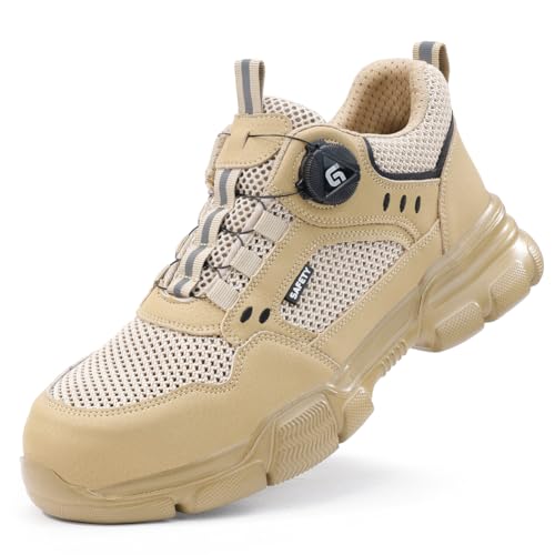 Beige,38.5 EU,Männer Frauen Sommer Arbeitsschuhe Atmungsaktiv Leichte Sicherheitsschuhe Stahlkappe Schuhe Turnschuhe Beige,38.5 EU,Männer Frauen Sommer Arbeitsschuhe Atmungsaktiv Leichte Sicherheitsschuhe Stahlkappe Schuhe Turnschuhe von HCDZF