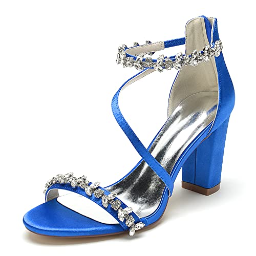 Damen Sandalen High Heels hochzeitsschuhe,Royal blue,37 EU von HCDZF