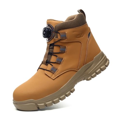 HCDZF Arbeitsstiefel Herren Stahlkappenschuhe Sicherheitsstiefel Pannensichere Schutzschuhe Wasserdicht,Gelb,40 EU von HCDZF