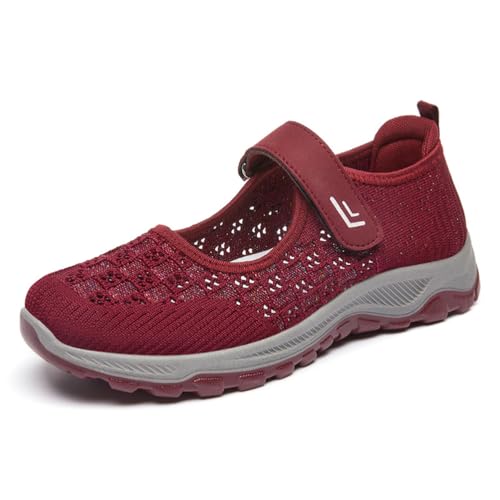 HCDZF Atmungsaktive Mesh-Flats für Frauen Bequeme Slip On Gestrickte Freizeit-Wanderschuhe,Rot,38 EU HCDZF Atmungsaktive Mesh-Flats für Frauen Bequeme Slip On Gestrickte Freizeit-Wanderschuhe,Rot,38 EU von HCDZF