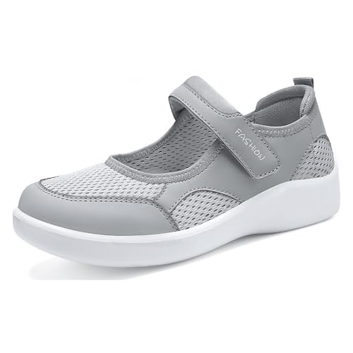HCDZF Atmungsaktive Strick Turnschuhe Schuhe Sommer Casual Mesh Frauen Mutter Wanderschuhe,Grau,38 EU von HCDZF