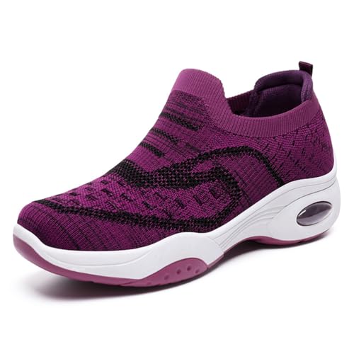 HCDZF Atmungsaktive gestrickte Flache Schuhe für Damen Bequemer Slip On Casual Sneaker Wanderschuhe,Lila,36 EU HCDZF Atmungsaktive gestrickte Flache Schuhe für Damen Bequemer Slip On Casual Sneaker Wanderschuhe,Lila,36 EU von HCDZF