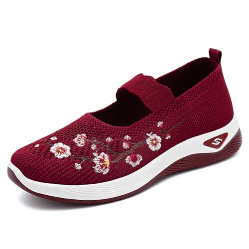 HCDZF Atmungsaktive gestrickte Wanderschuhe für Damen Leichte Komfort-Freizeitschuhe zum Hineinschlüpfen,Rot,38 EU HCDZF Atmungsaktive gestrickte Wanderschuhe für Damen Leichte Komfort-Freizeitschuhe zum Hineinschlüpfen,Rot,38 EU von HCDZF