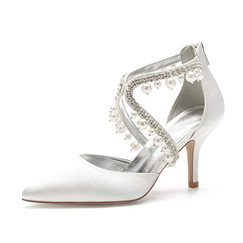 HCDZF Brautschuhe Hochzeitsschuhe Braut Heels Damen Pumps,Elfenbein,38 EU HCDZF Brautschuhe Hochzeitsschuhe Braut Heels Damen Pumps,Elfenbein,38 EU von HCDZF