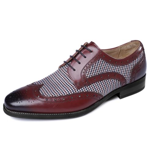 HCDZF Burgundy,47 EU, Herren Schnürhalbschuhe Businessschuhe Derby Oxfords von HCDZF