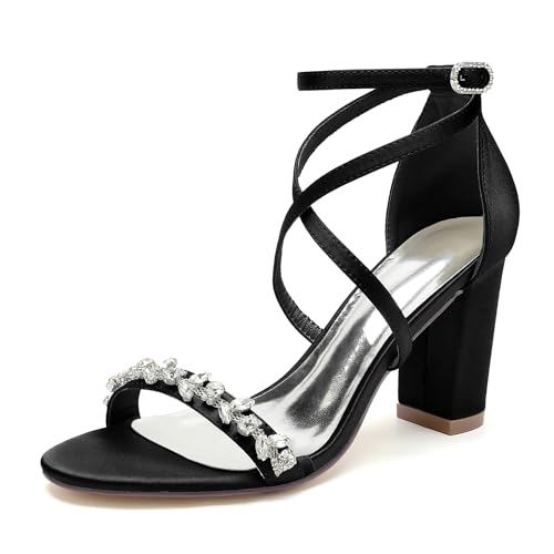 HCDZF Damen Brautschuhe, High Heel Sandalen Offene Zehen Mode Frauen Sandalen Abend Hochzeitsschuhe,Schwarz,38 EU von HCDZF