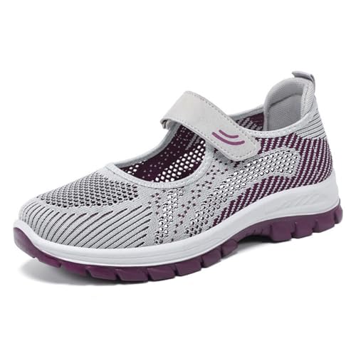 HCDZF Damen Casual Atmungsaktive Mesh Sneakers Slip-On Bequeme Wanderschuhe,Grau,39 EU von HCDZF