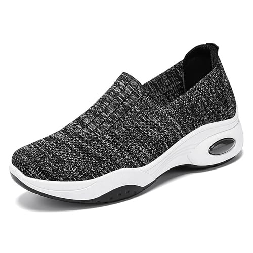 HCDZF Damen Casual Mesh Strick Flach Atmungsaktiv Bequem Leichte Wanderschuhe,Grau,36 EU von HCDZF