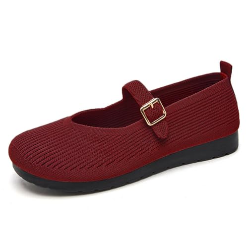 HCDZF Damen Casual Mesh Strick Flach Atmungsaktiv Bequem Leichte Wanderschuhe,Rot,37 EU HCDZF Damen Casual Mesh Strick Flach Atmungsaktiv Bequem Leichte Wanderschuhe,Rot,37 EU von HCDZF