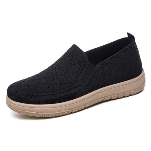 HCDZF Damen Casual Mesh Strick Flach Atmungsaktiv Bequem Leichte Wanderschuhe,Schwarz,38 EU von HCDZF
