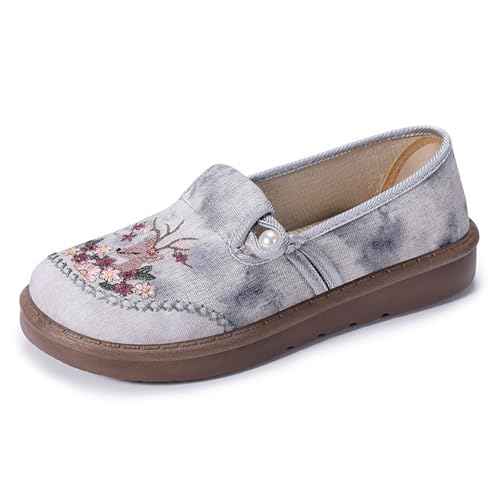 HCDZF Damen Flache Canvas Schuhe Casual Bequeme Loafer Slip-On Wanderschuhe,Grau,38 EU HCDZF Damen Flache Canvas Schuhe Casual Bequeme Loafer Slip-On Wanderschuhe,Grau,38 EU von HCDZF