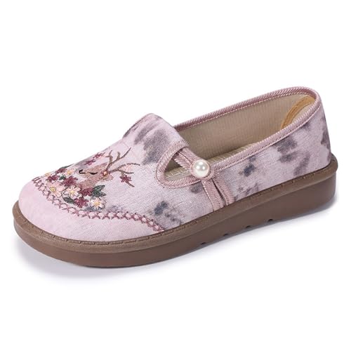 HCDZF Damen Flache Canvas Schuhe Casual Bequeme Loafer Slip-On Wanderschuhe,Rosa,38 EU von HCDZF