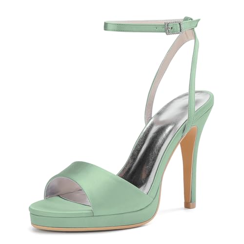 HCDZF Damen Hochzeit Prom Braut Schuhe Offene Zehe High Heels Sandalen Party Kleid Schuh,Grass Green,38 EU von HCDZF
