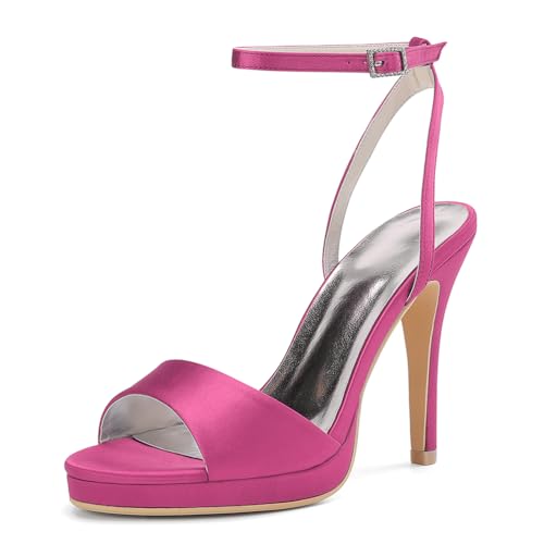HCDZF Damen Hochzeit Prom Braut Schuhe Offene Zehe High Heels Sandalen Party Kleid Schuh,Rose,41 EU von HCDZF