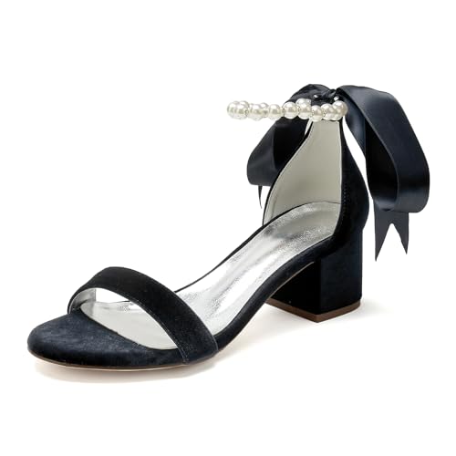 HCDZF Damen Knöchelriemen High Heel Sandalen Hochzeit Braut Party Prom Schuhe,Schwarz,34 EU von HCDZF