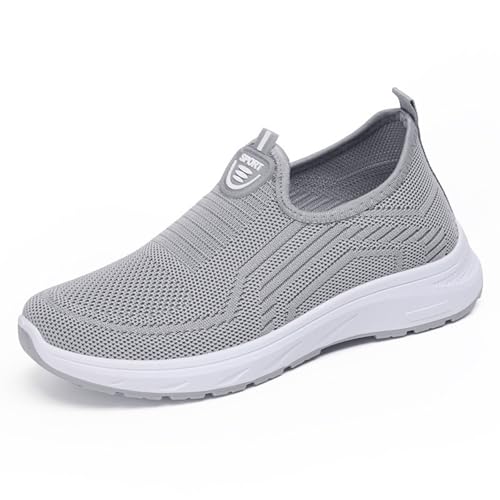 HCDZF Damen Mesh Bequeme Sneaker Loafer Slip On Atmungsaktive Casual Walking Schuhe,Grau,37 EU von HCDZF