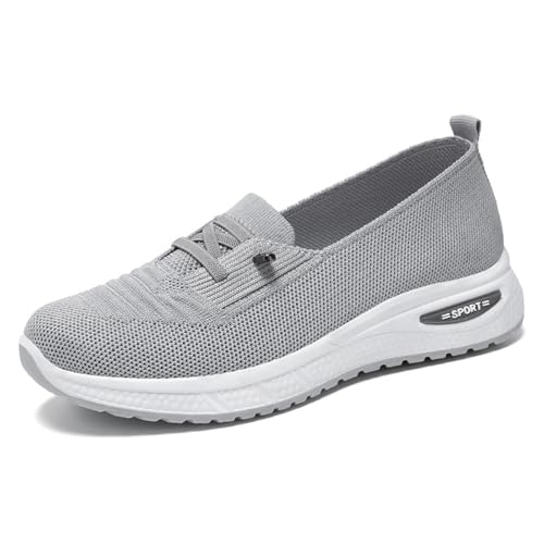 HCDZF Damen Mode Strick Turnschuhe, rutschfeste atmungsaktive lässige Wanderschuhe,Grau,39 EU von HCDZF