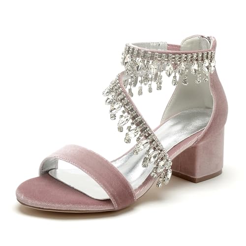 HCDZF Damen Offene Zehe Heels Sandalen Hochzeit Party Kleid Gericht Schuhe,Rosa,37 EU von HCDZF