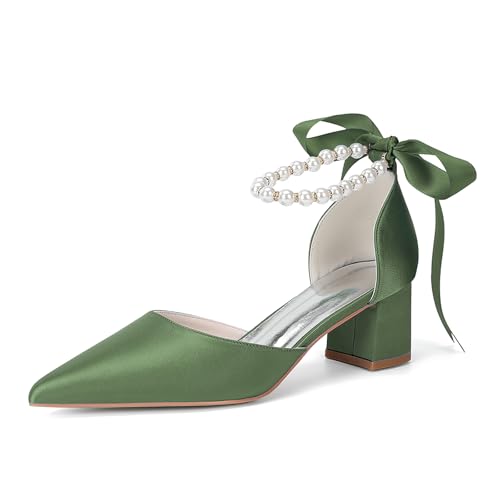 HCDZF Damen Pumps High Heels Elegant Party Abschlussball Hochzeit Heels Absatzschuhe,Army Green,41 EU von HCDZF