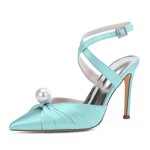 HCDZF Damen Pumps High Heels Elegant Party Abschlussball Hochzeit Heels Absatzschuhe,Light Blue,43 EU von HCDZF