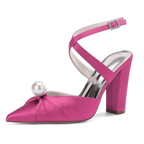 HCDZF Damen Pumps High Heels Elegant Party Abschlussball Hochzeit Heels Absatzschuhe,Rose,40 EU von HCDZF