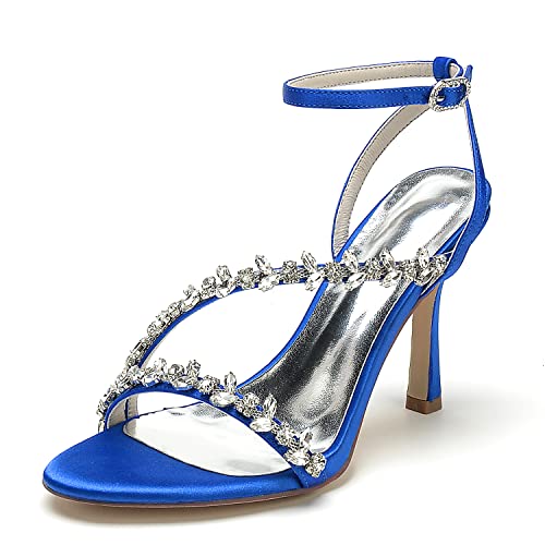 HCDZF Damen Sandalen High Heel Offene Zehe Sandalen with Ankle Strap für Kleider Party Schuhe,Royal blue,36 EU von HCDZF