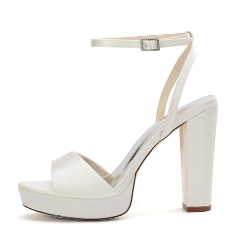 HCDZF Damen Satin High Heels Sandalen Party Kleid Hochzeit Abend Party Schuhe,Silber,36 EU von HCDZF