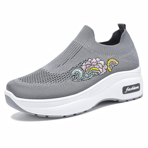 HCDZF Damen Slip On Gestricktes Mesh Atmungsaktive Freizeitschuhe Walking Flats Loafer,Grau,37 EU HCDZF Damen Slip On Gestricktes Mesh Atmungsaktive Freizeitschuhe Walking Flats Loafer,Grau,37 EU von HCDZF