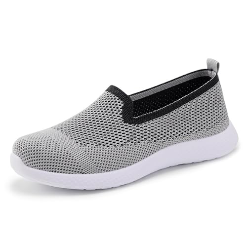 HCDZF Damen Slip On Gestricktes Mesh Atmungsaktive Freizeitschuhe Walking Flats Loafer,Grau,38 EU HCDZF Damen Slip On Gestricktes Mesh Atmungsaktive Freizeitschuhe Walking Flats Loafer,Grau,38 EU von HCDZF
